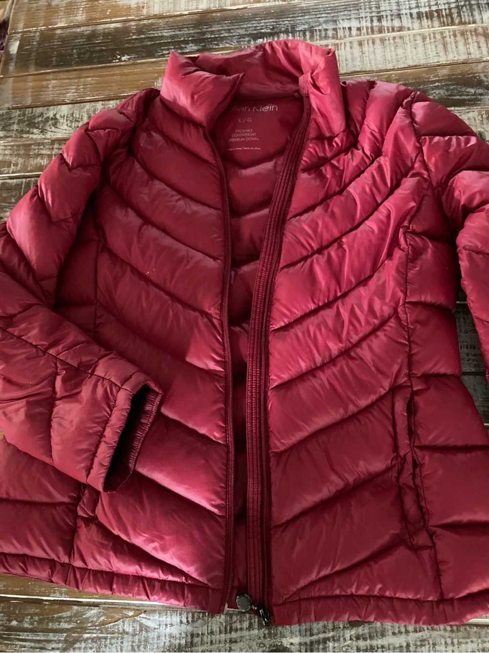 Calvin Klein Women's Dark Red Quilted Packable Puffer Jacket